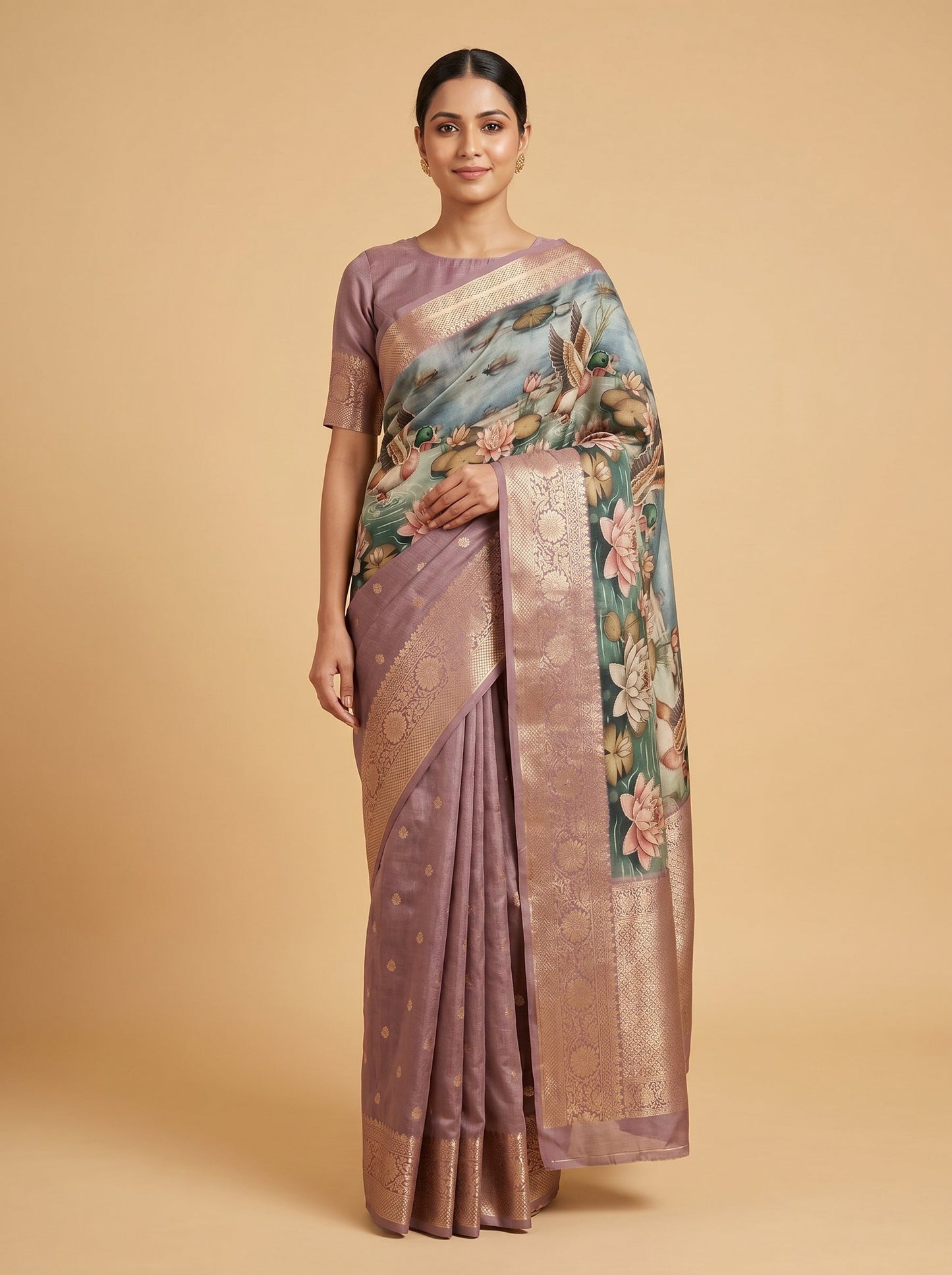 Light Purple Soft Print Saree