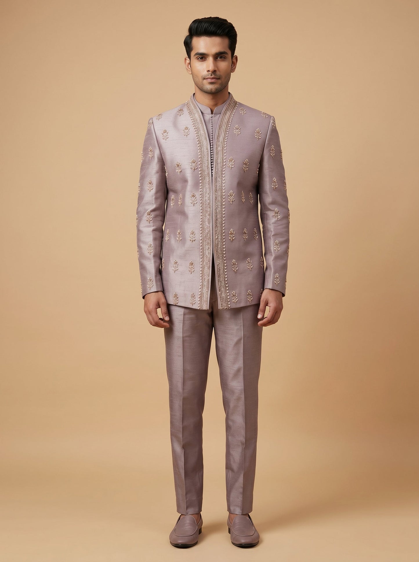 Lilac Designer Jacket Kurta Set