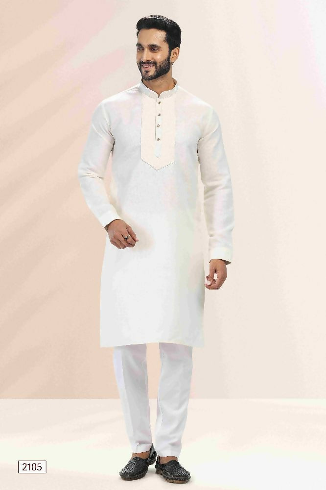 Raivat Ethnic Linen Cotton Pintux Work Kurta Pajama In Cream Colour