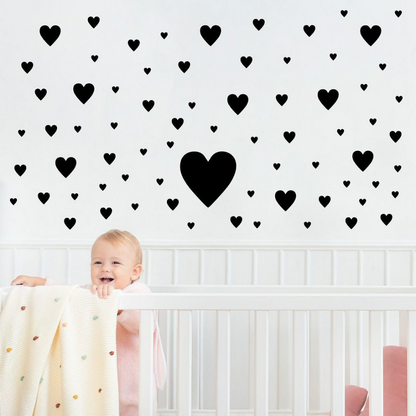 CVANU Cute Loving Heart Shape Pattern Vinyl Wall Art Self-Adhesive Durable Stickers