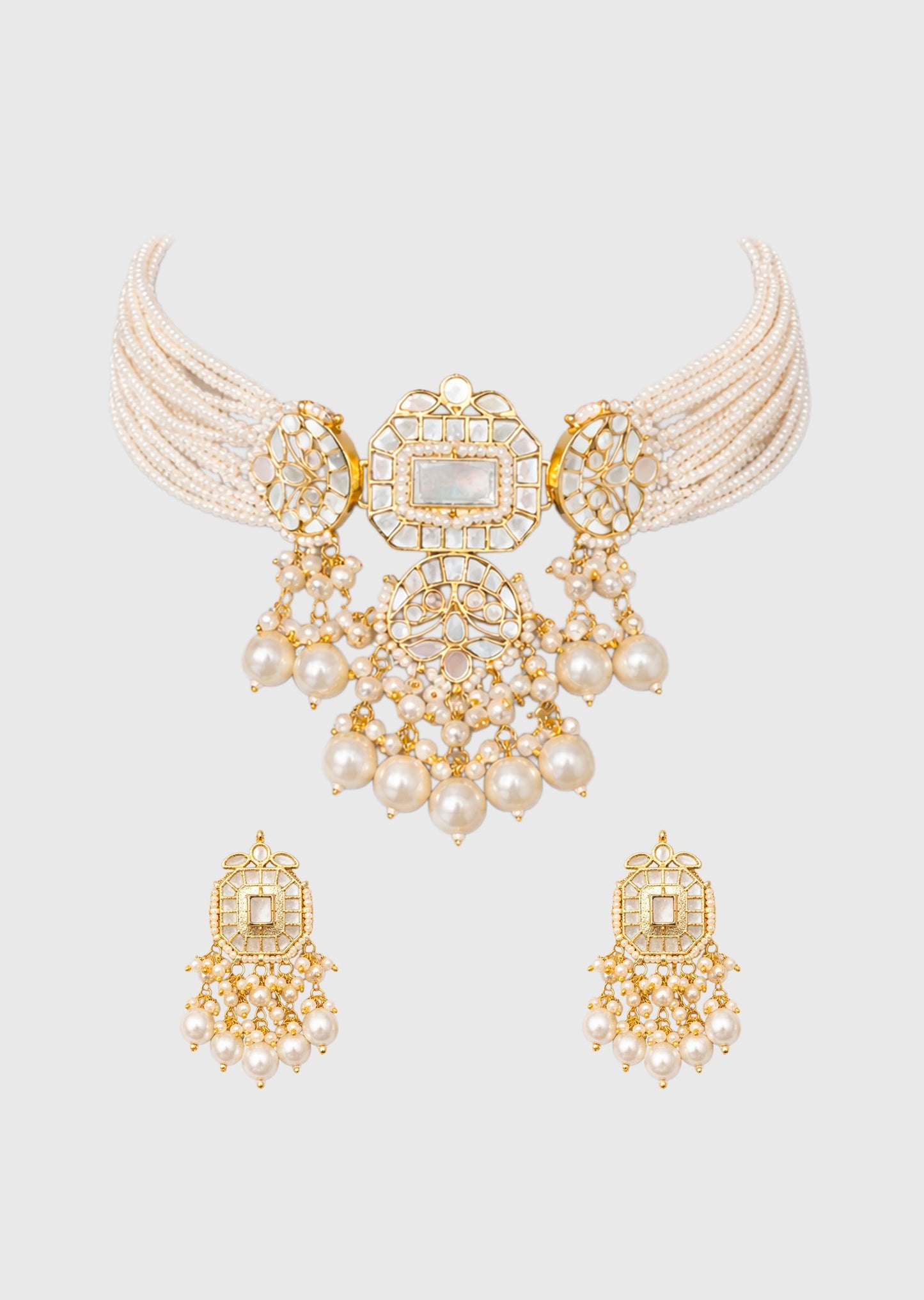 Luminous Pearl Accents Paired With Matching Earrings