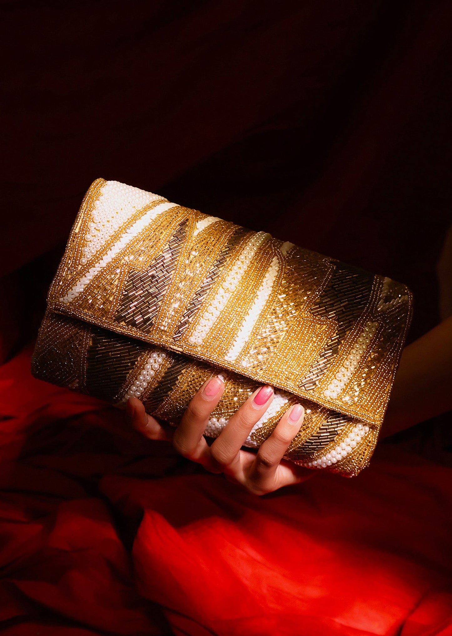 Luxurious Gold Embellished Clutch
