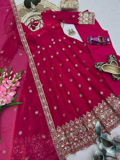 Teeya Creation New Latest Trendy Elegant Rani Pink Festive Anarkali Suit for Women
