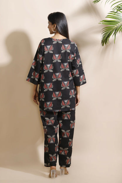 Breathables Abstract Black Cotton Co-Ord Set