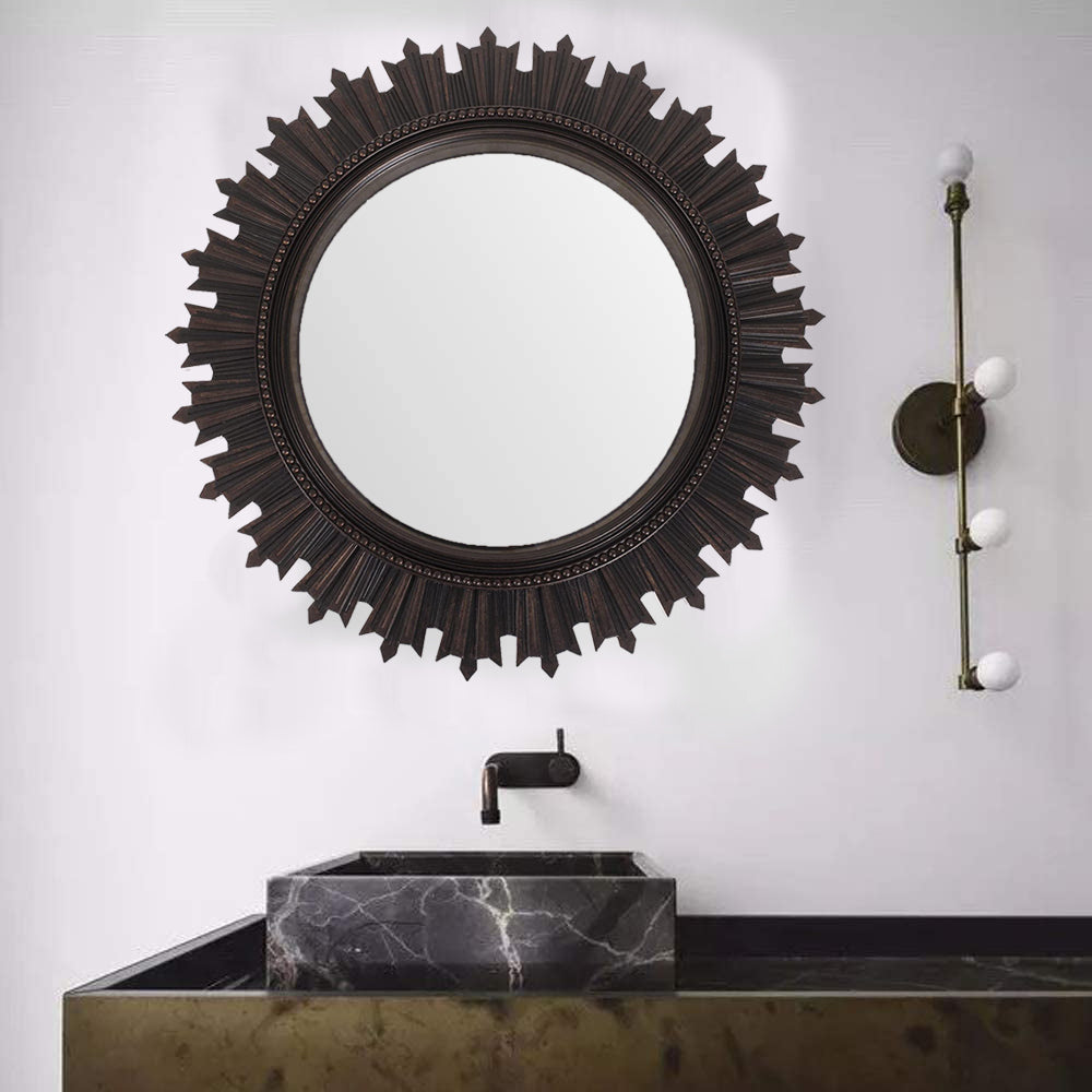 EFINITO Sunburst Wall Mirror, Decorative Framed Mirror for Bathroom, Bedroom, Living Room & Vanity (17 Inch)