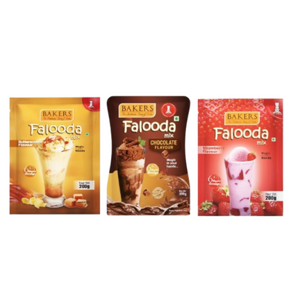 BAKERS Falooda Mix Powder - Chocolate, Butterscotch and Strawberry