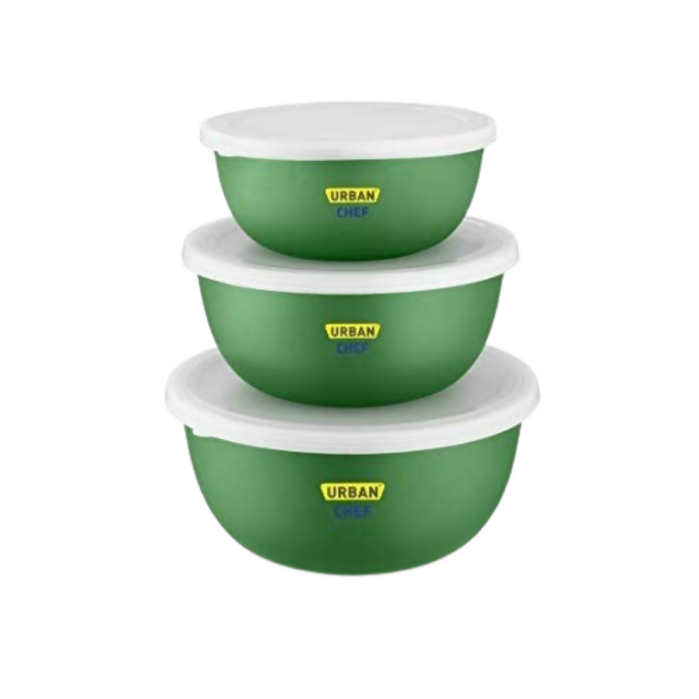 Urban Chef Mixing Bowl Set of 3 Stainless Steel - Green