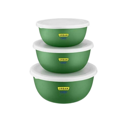 Urban Chef Mixing Bowl Set of 3 Stainless Steel - Green