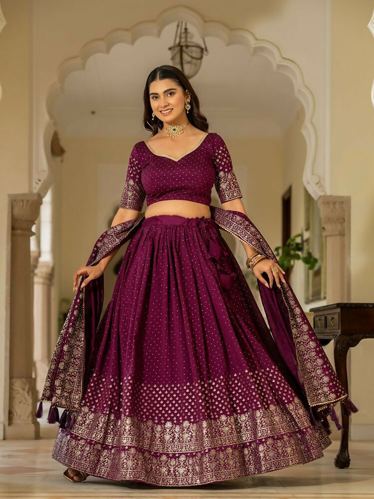 Lehenga Mart Wine Designer Wedding Wear Lehenga Choli