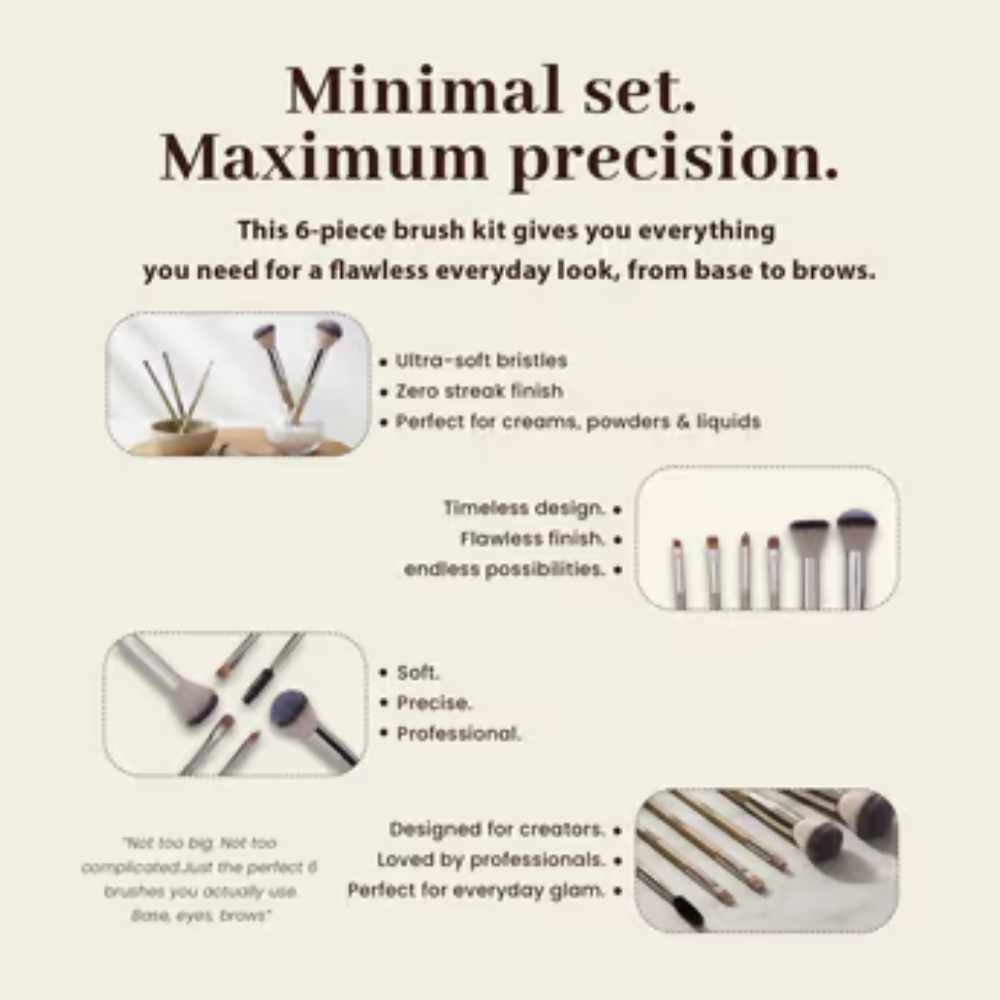Bronson Professional 6Pc Face & Eye Brush Easy Blending