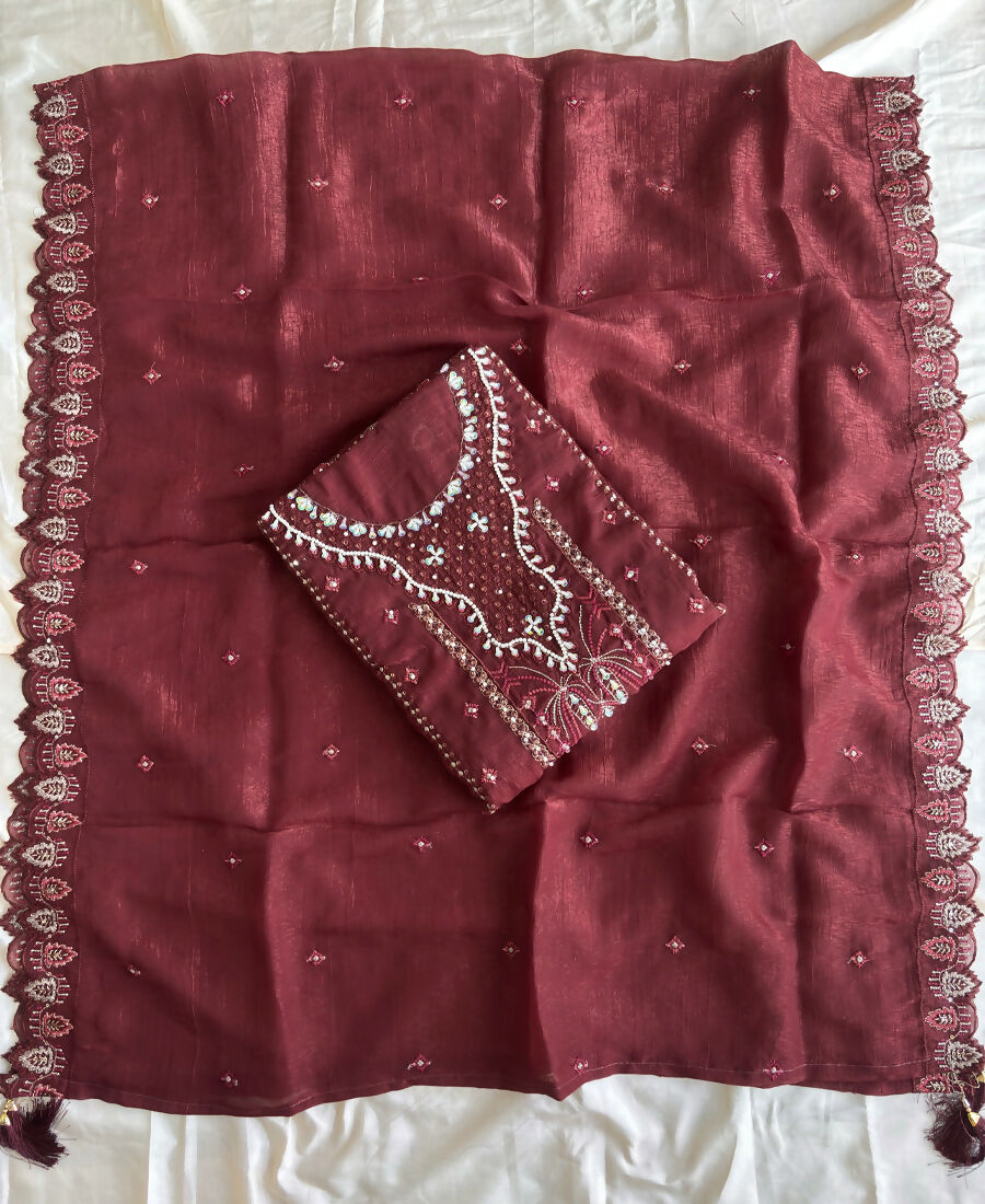 KC Red Pakistani Crunchy Silk Heavy Salwar Kameez For Women