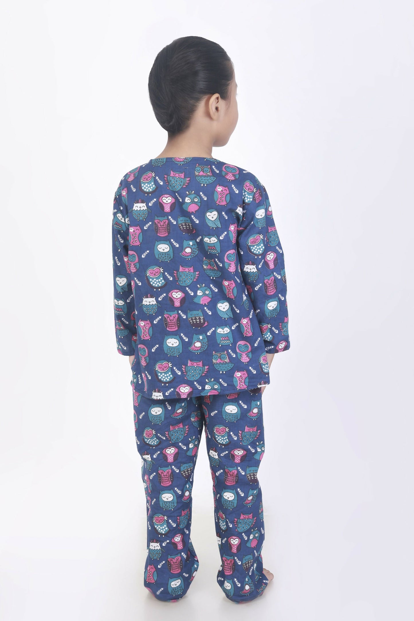 Breathables Kids Cotton Owl Print Co-Ord Night Suit  Navy Blue