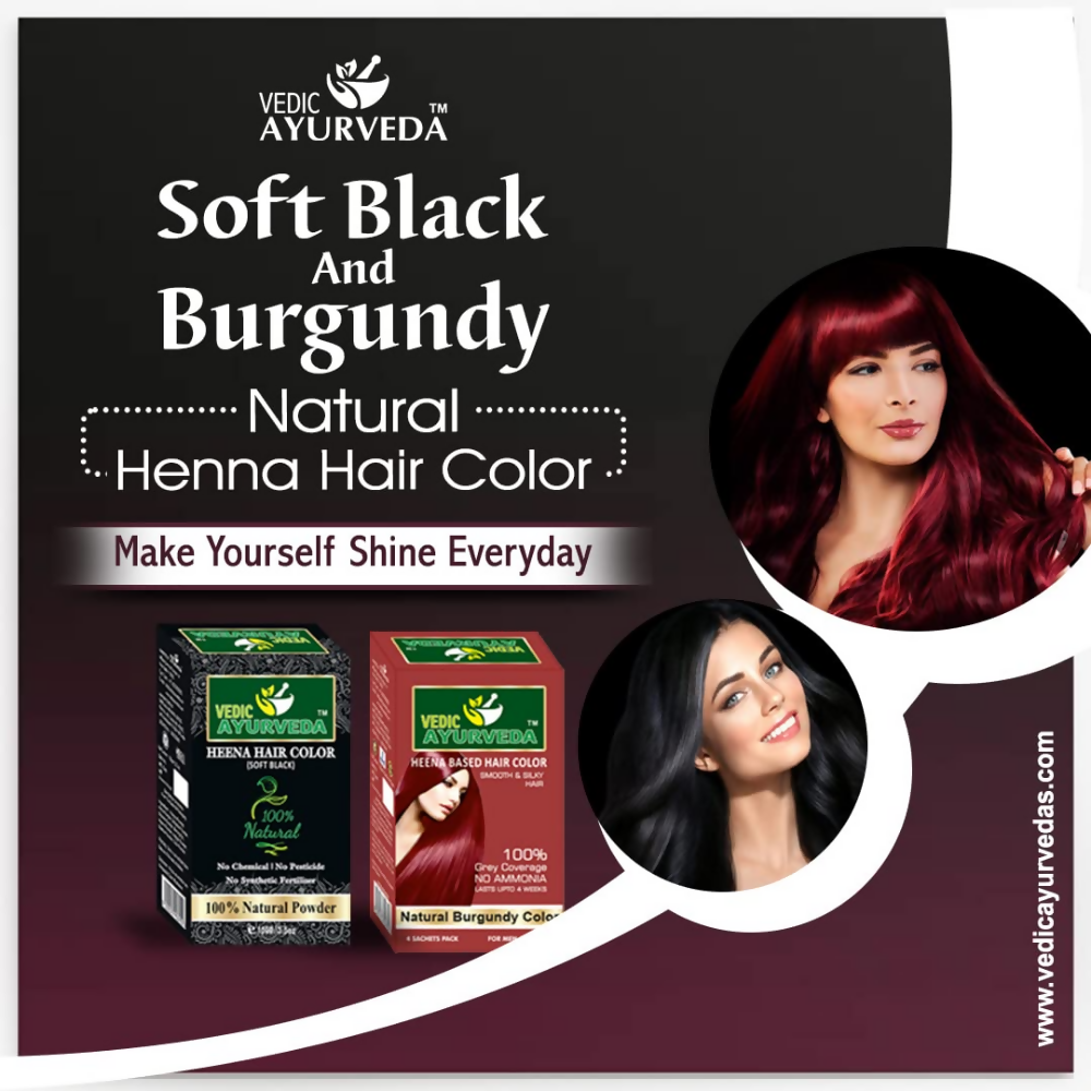VedicAyurvedas Natural Henna Soft Black & No Ammonia Burgundy Hair Color
