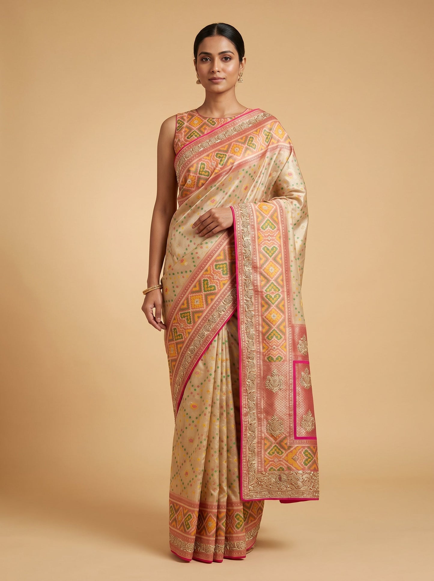 Magenta Bold Embroidered Saree