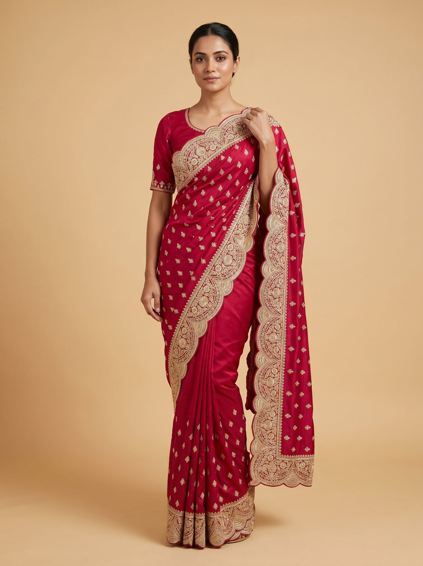 Magenta Bold Embroidery Saree