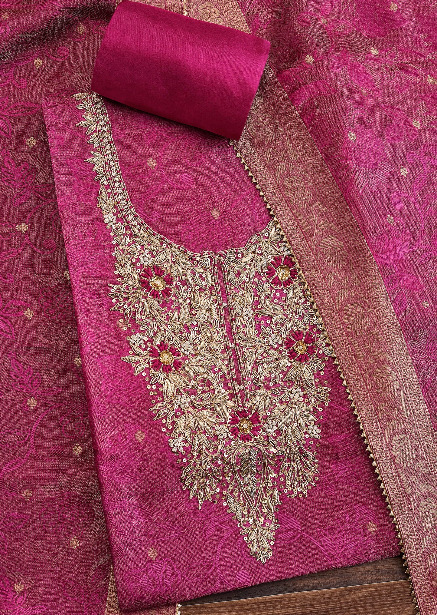 Magenta Brocade Suit