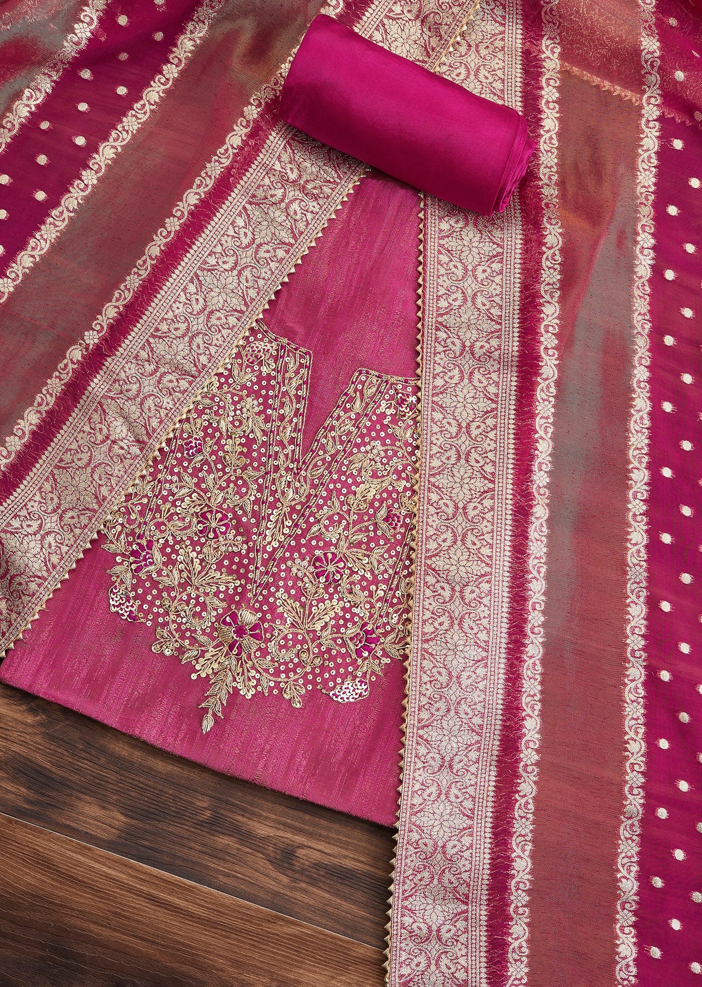 Magenta Chanderi Suit
