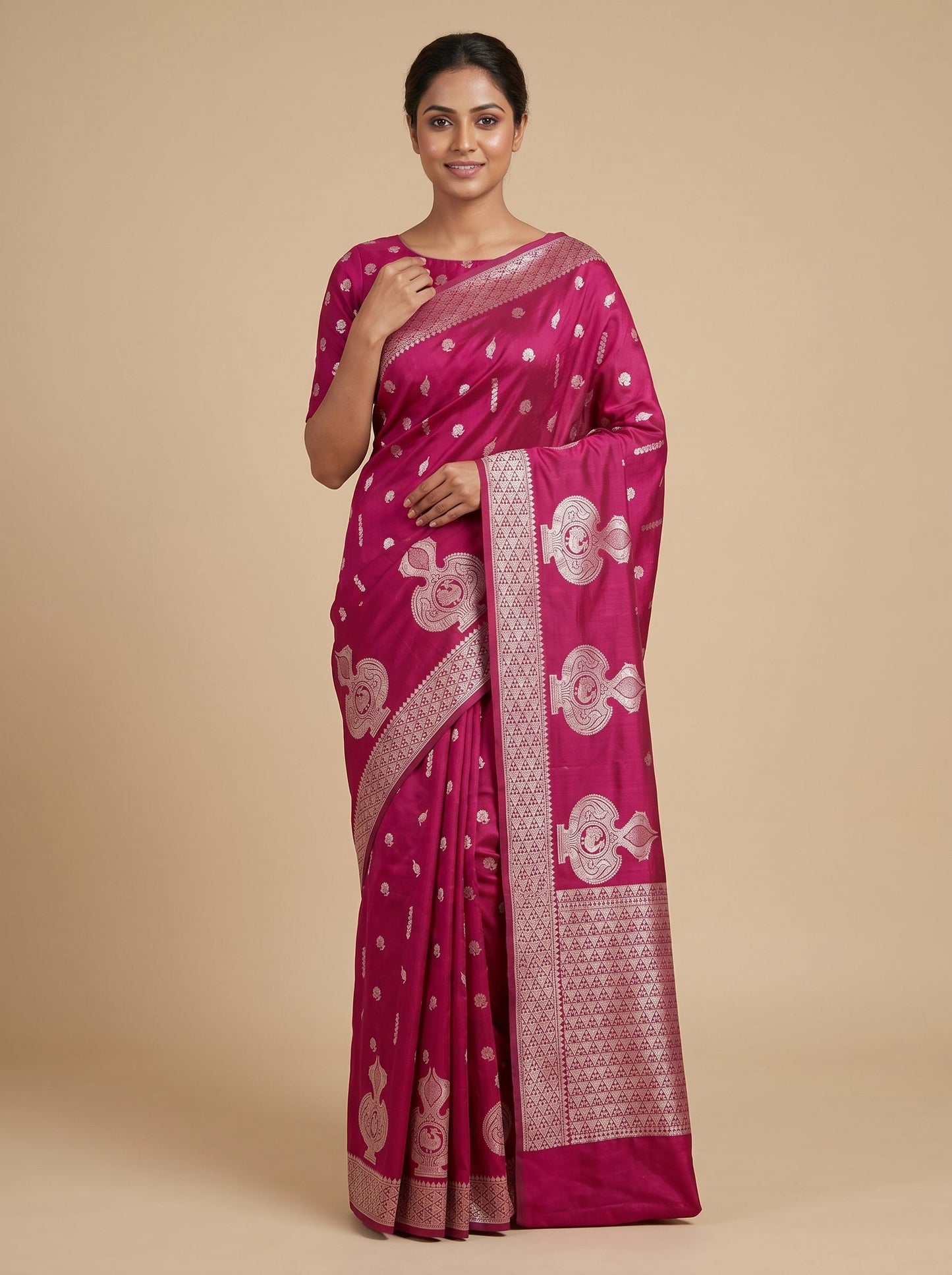 Magenta Fuchsia Statement Handloom Saree