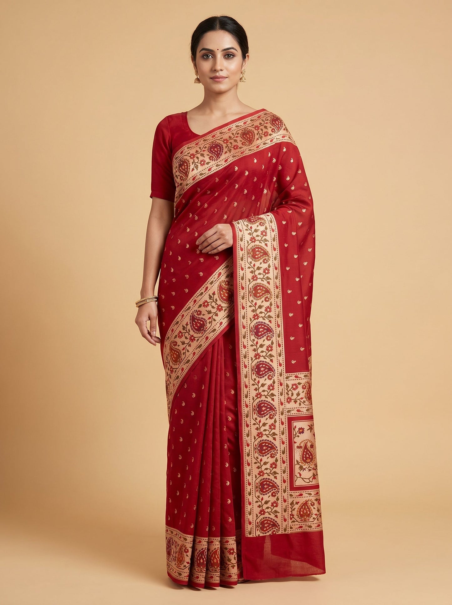Magenta Handloom Saree with Striking Weave