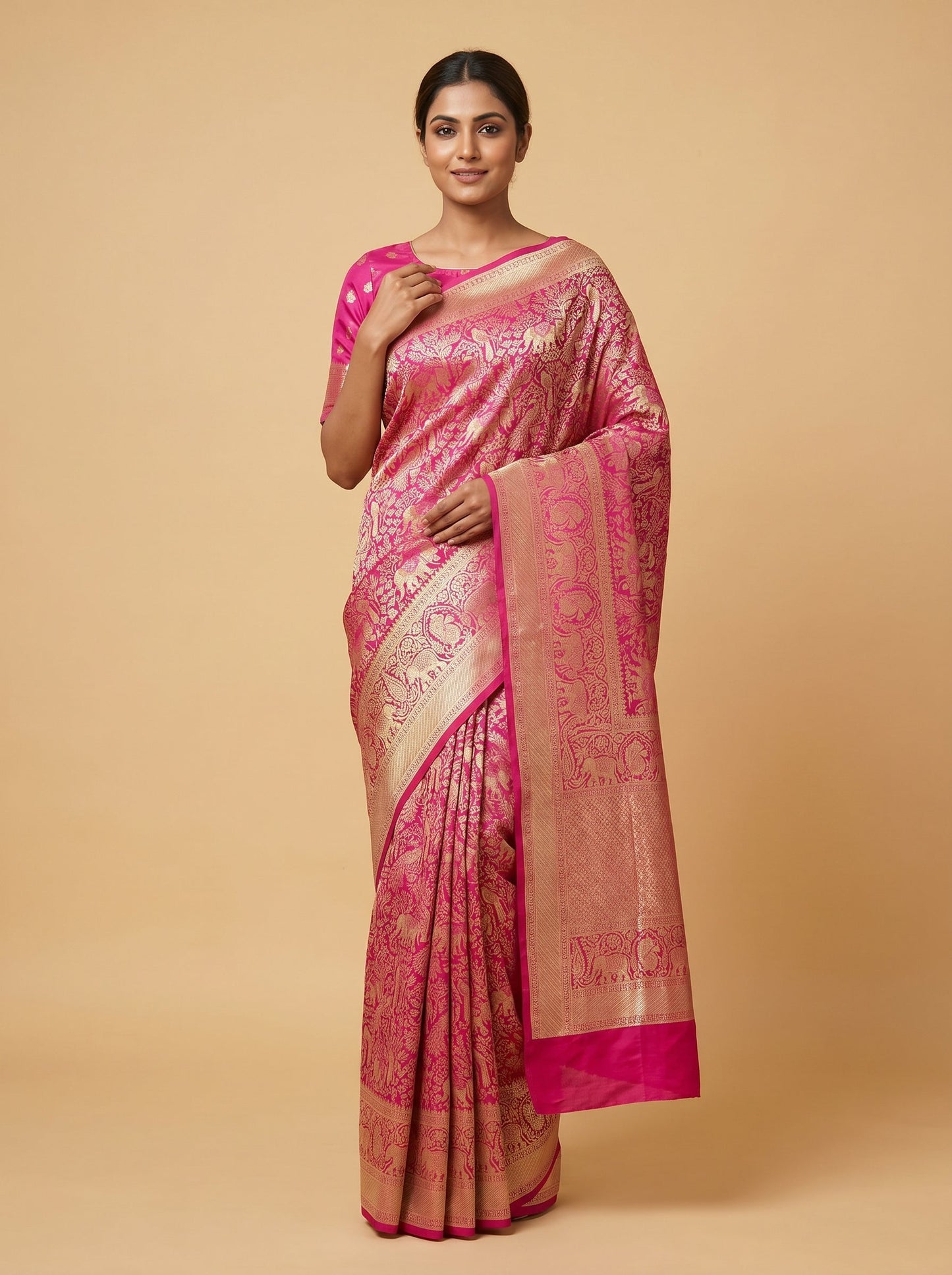 Magenta Lively Weave Handloom Saree