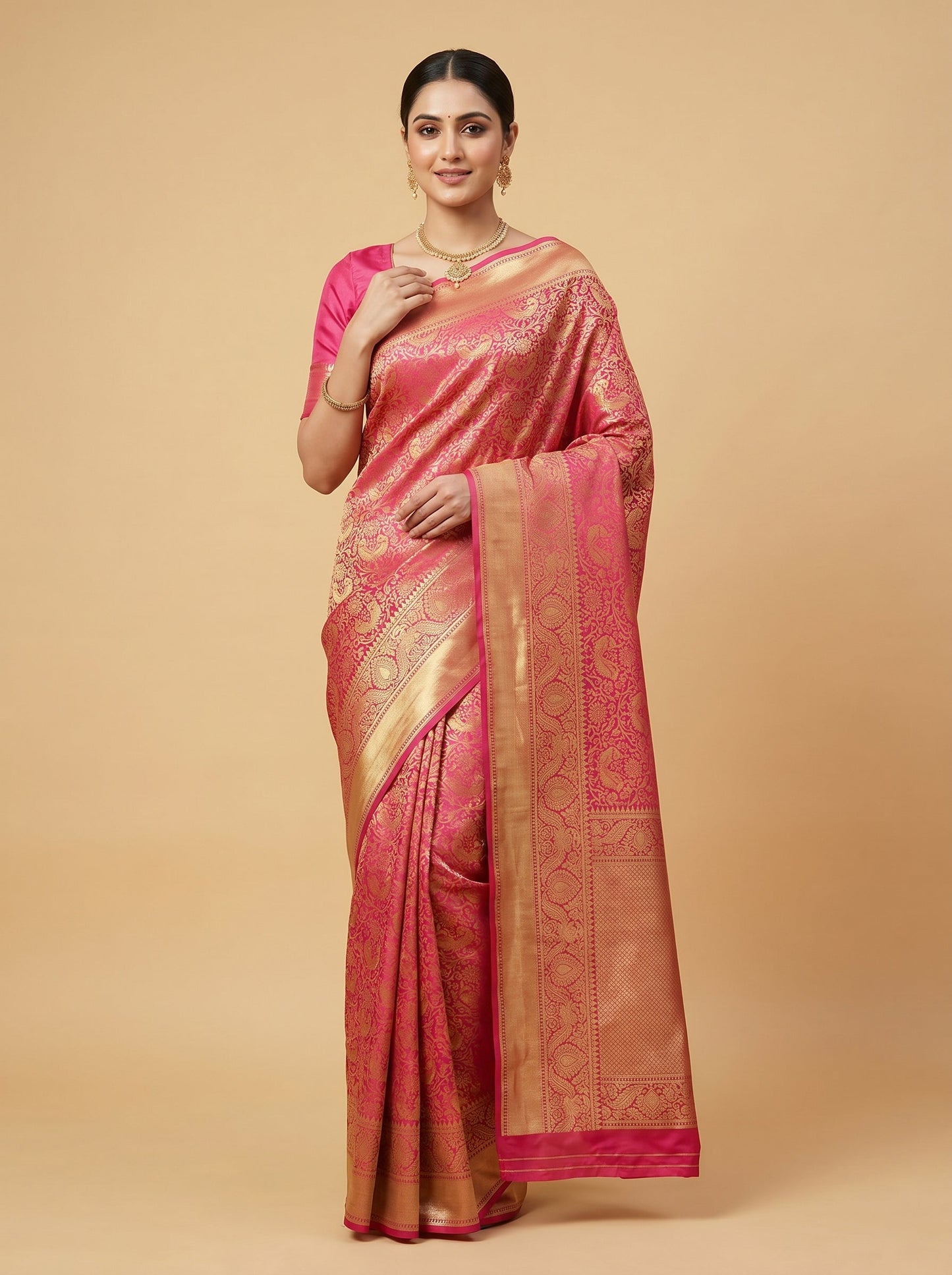 Magenta Striking Work Handloom Saree