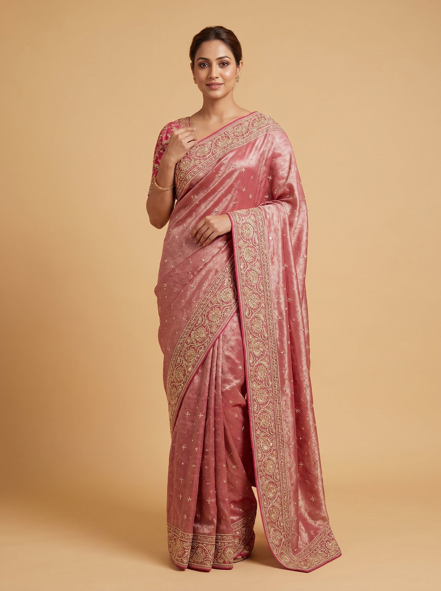 Magenta Vibrant Embroidery Saree