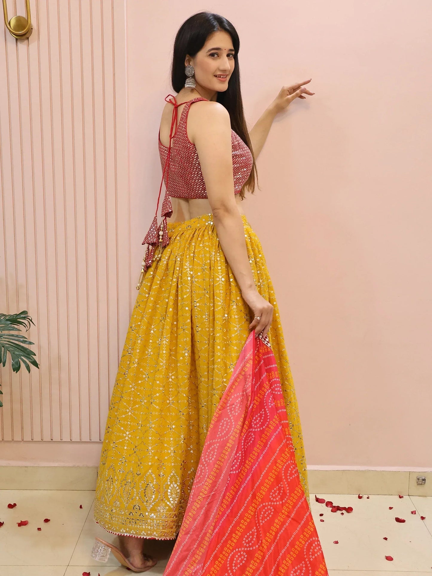 Tulsi Art Majestic Yellow Embroidered Traditional Lehenga Choli