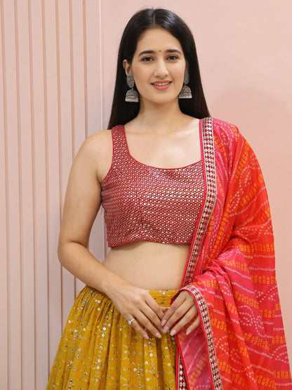 Tulsi Art Majestic Yellow Embroidered Traditional Lehenga Choli