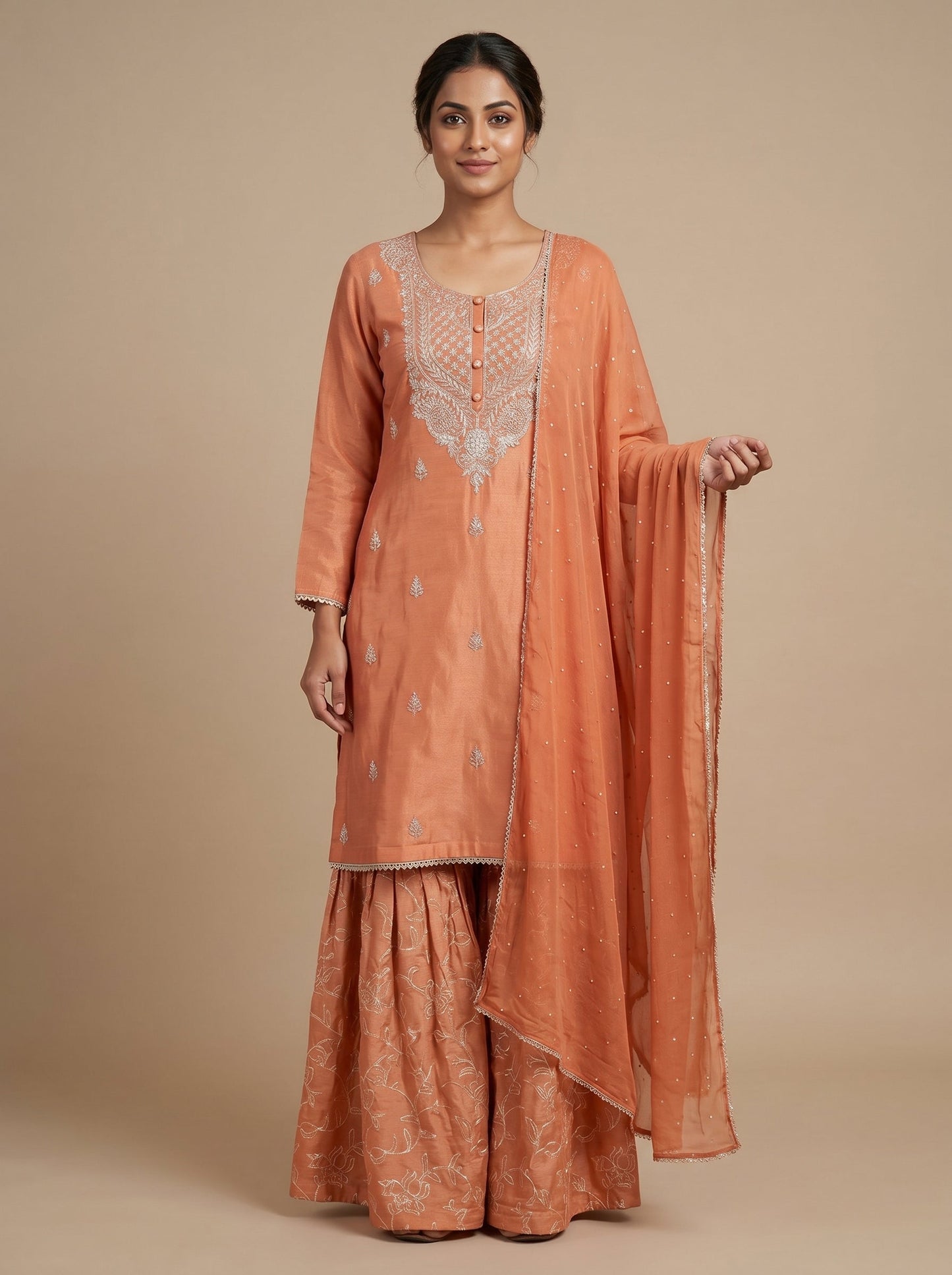 Mandarin Orange Sharara Set