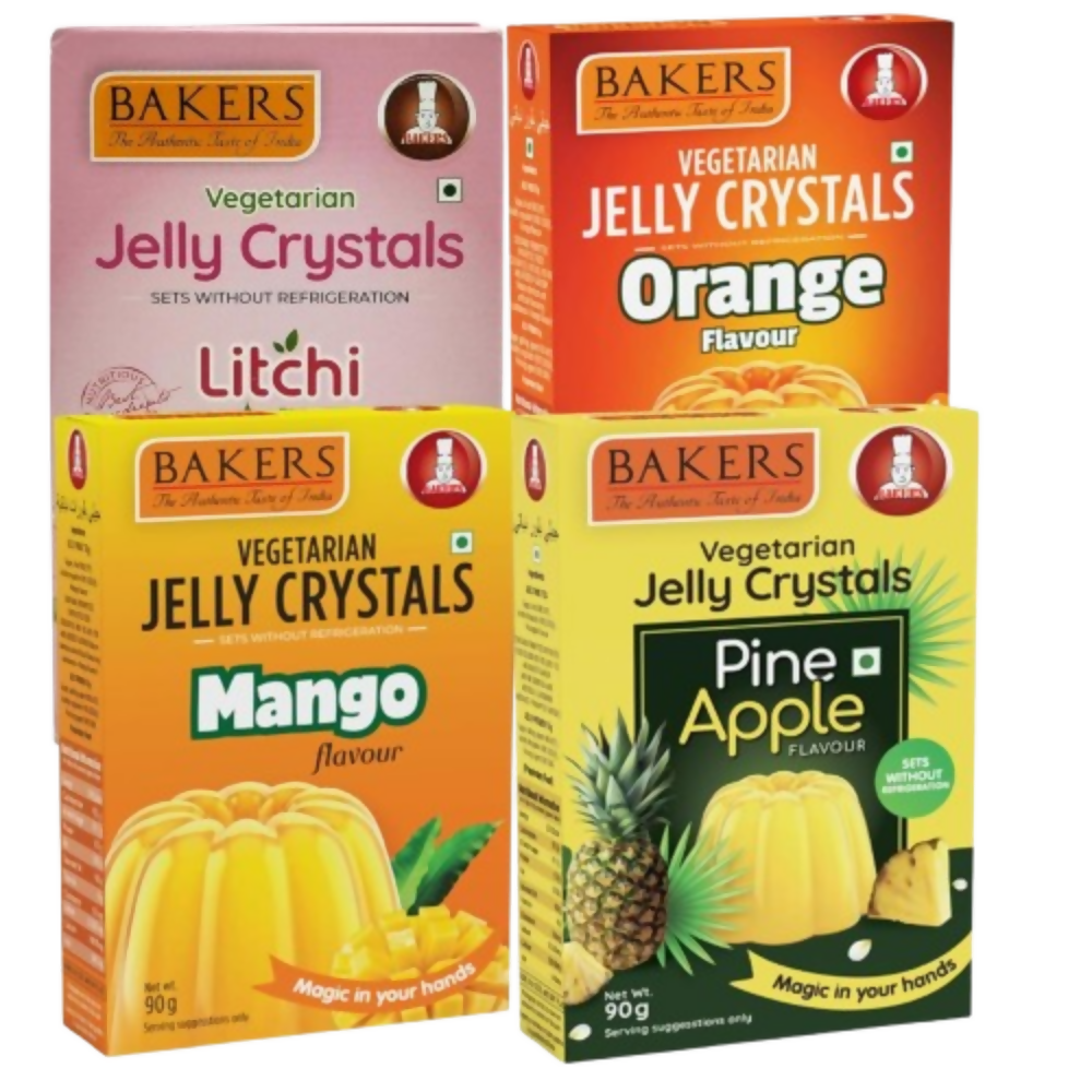 BAKERS Jelly Crystal Set of 4 - Mango, Pineapple, Litchi & Orange