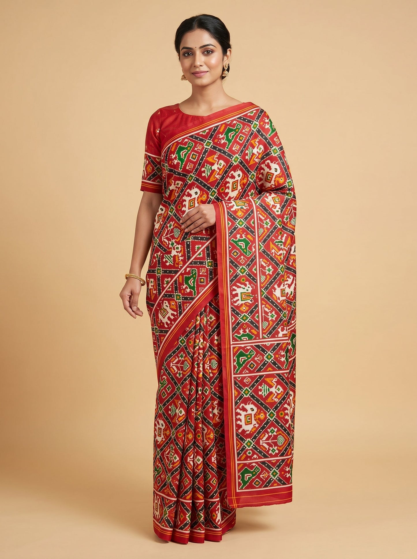 Maroon Bold Pattern Handloom Saree