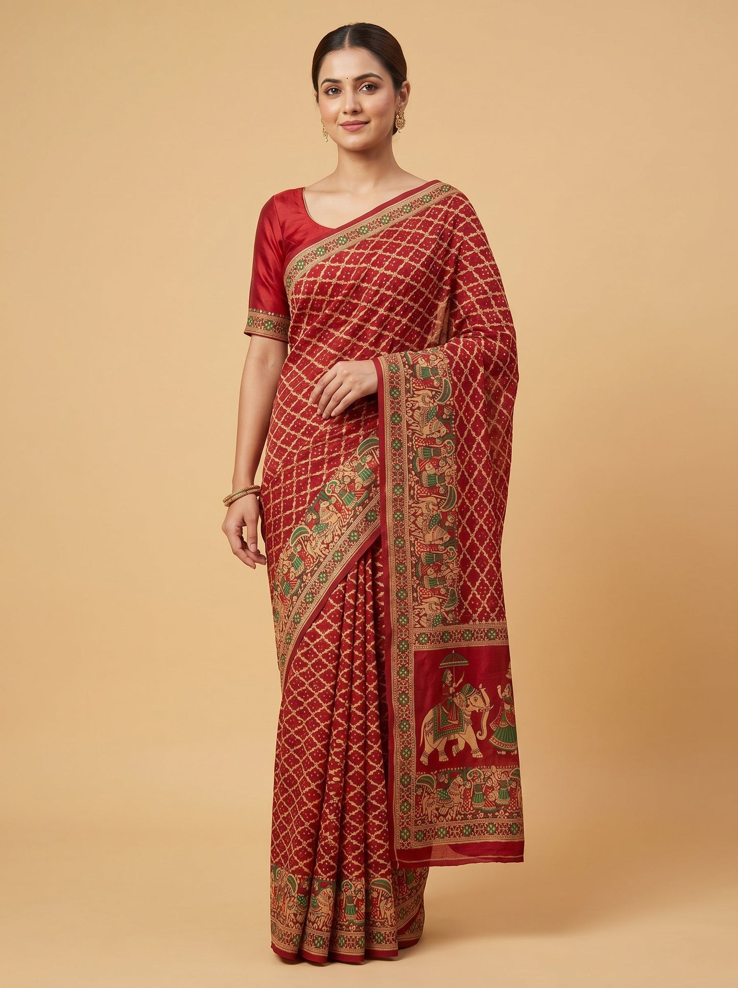 Maroon Deep Bandhani Saree
