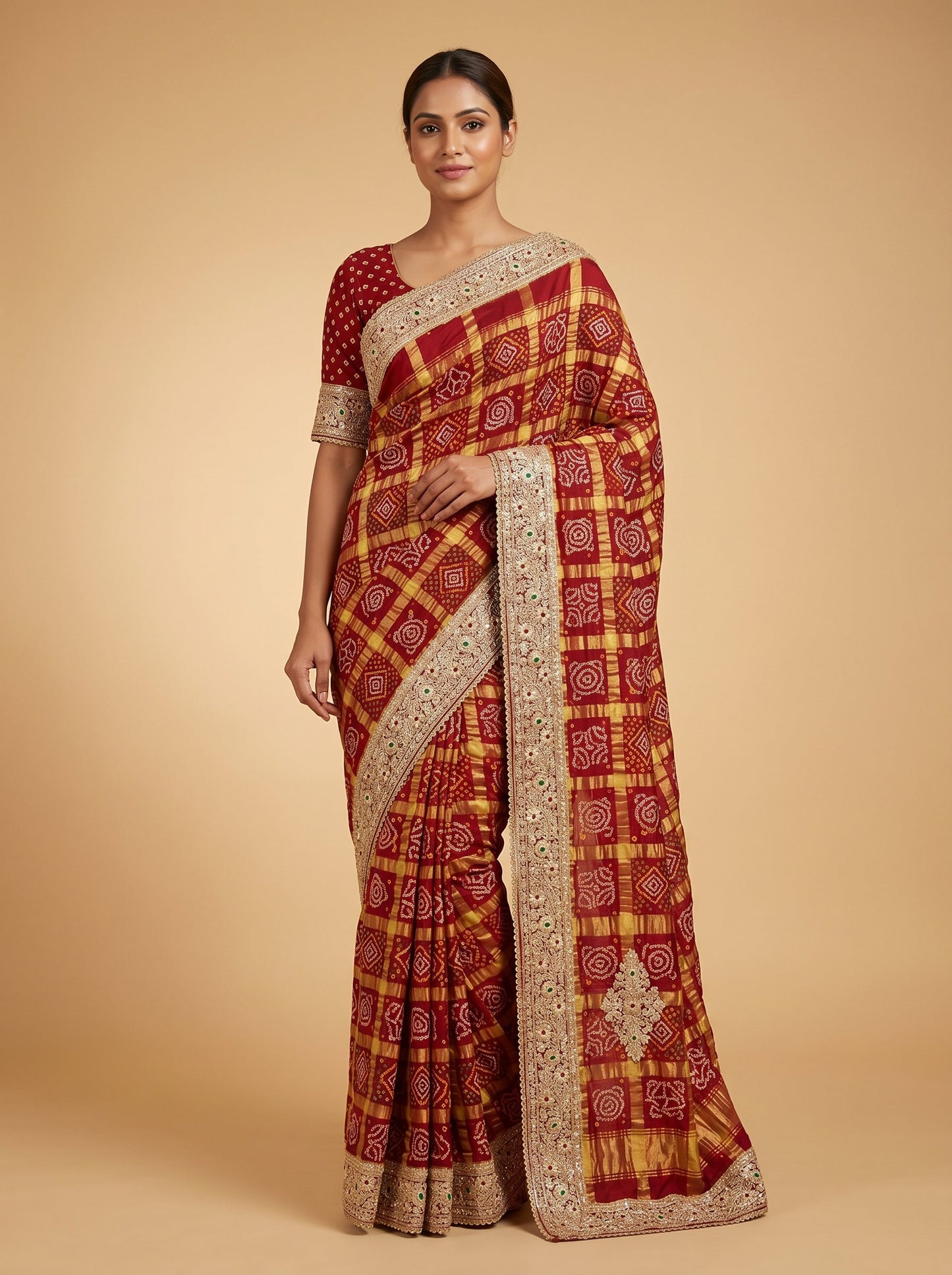 Maroon Deep Finish Embroidered Saree