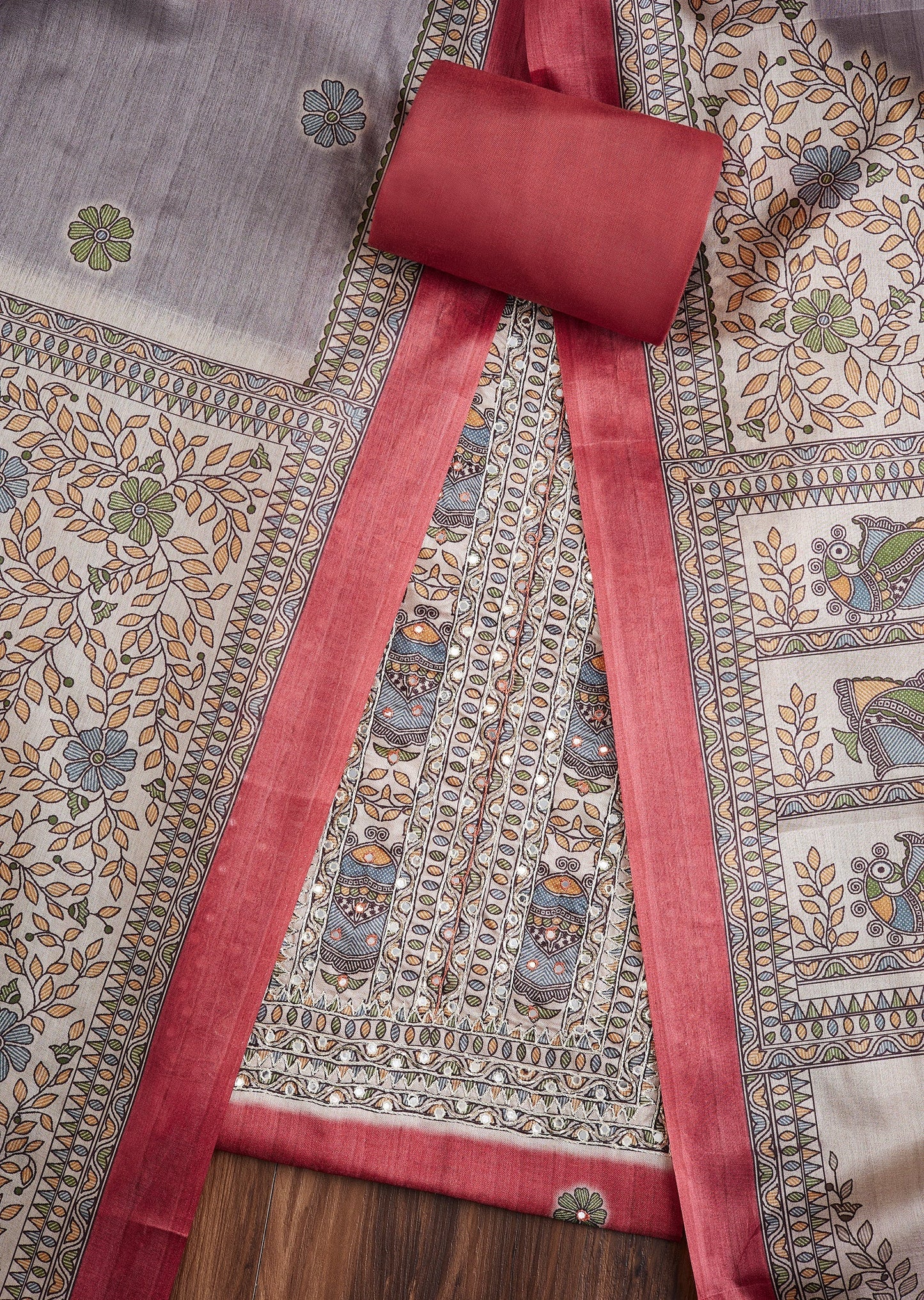 Maroon Dola Silk Suit Set