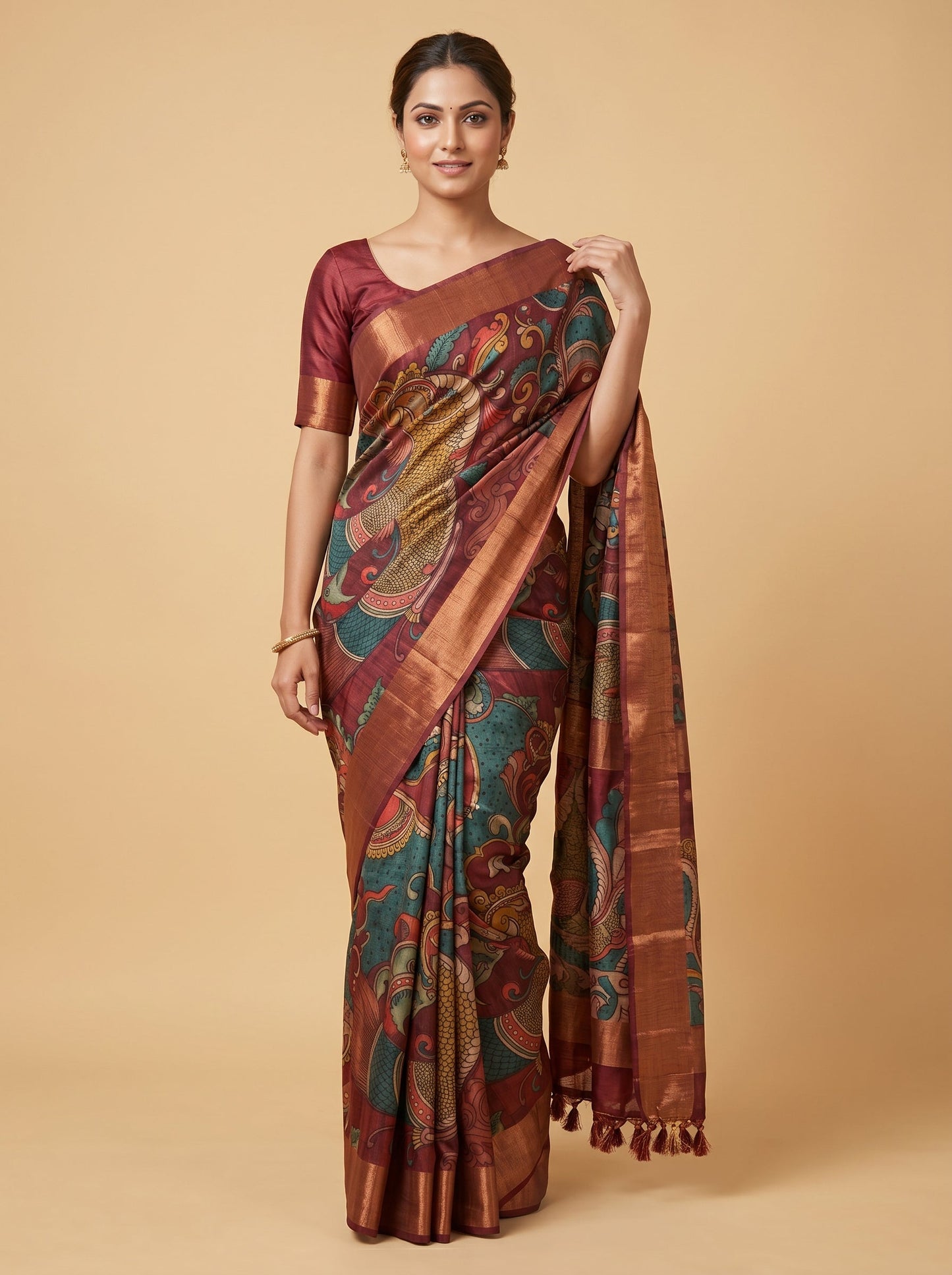 Maroon Intense Finish Embroidered Saree