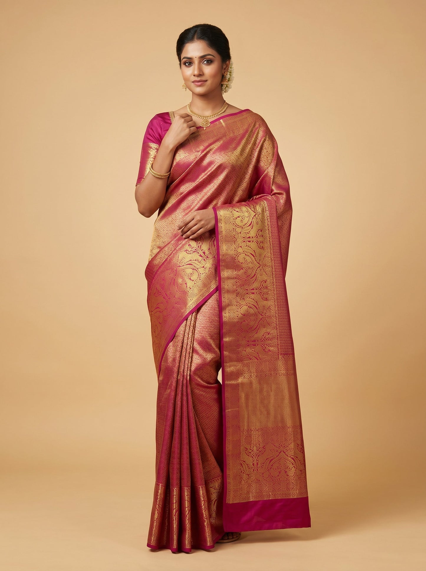 Maroon Plush Pattern Handloom Saree