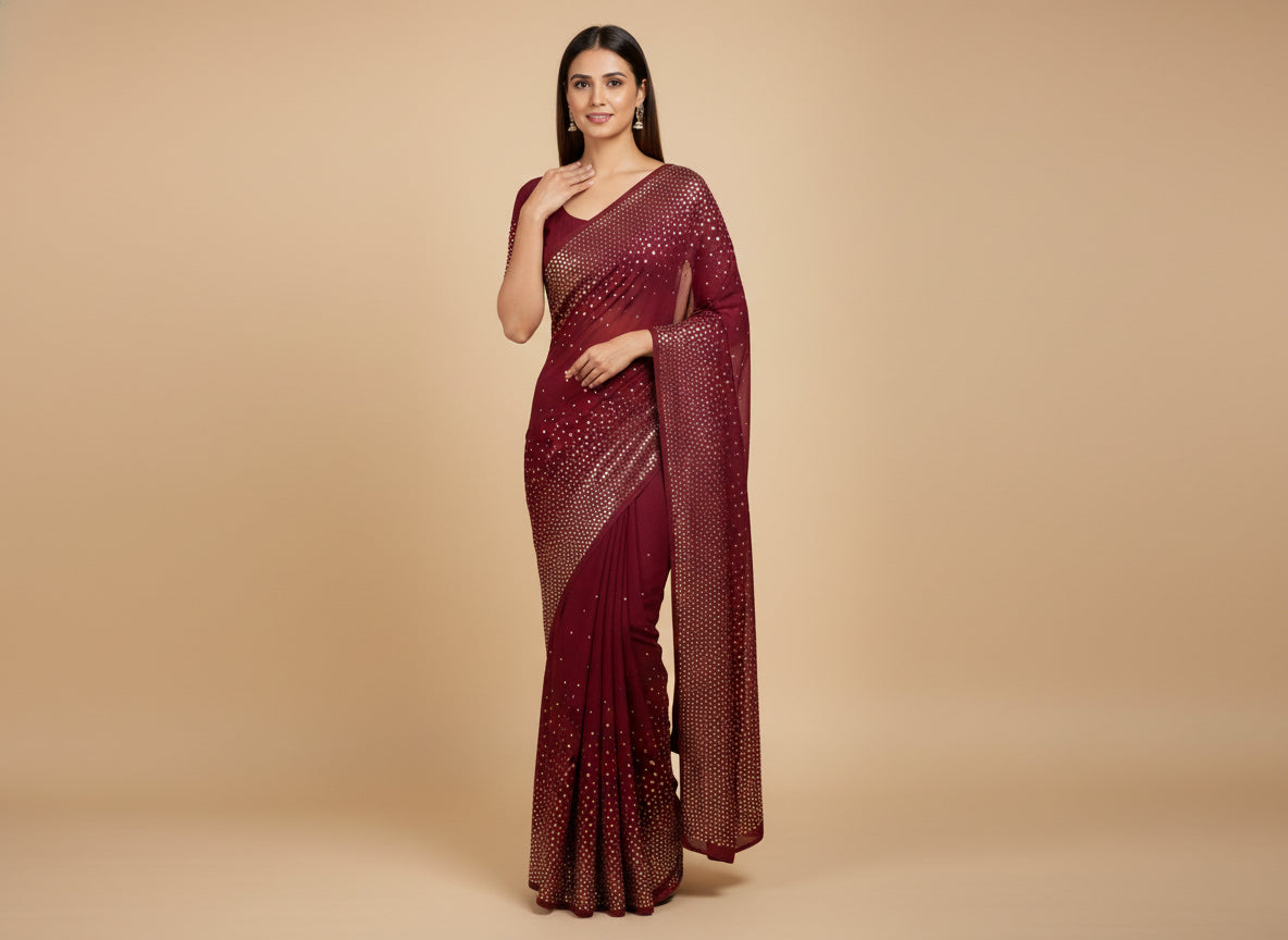 Maroon Opulent Embroidered Saree