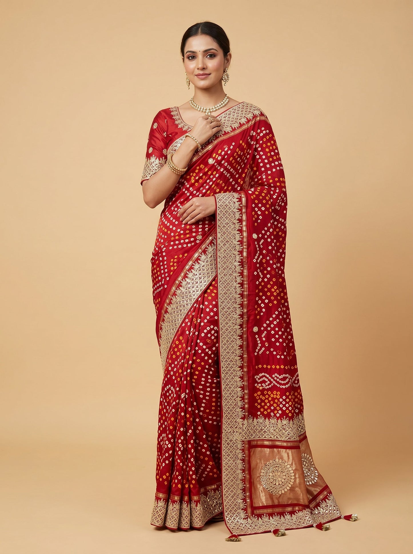 Maroon Vivid Craft Stitch Saree