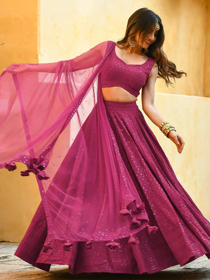 Tulsi Art Marvelous Pink Sequins Event Wear Lehenga Choli With Net Dupatta