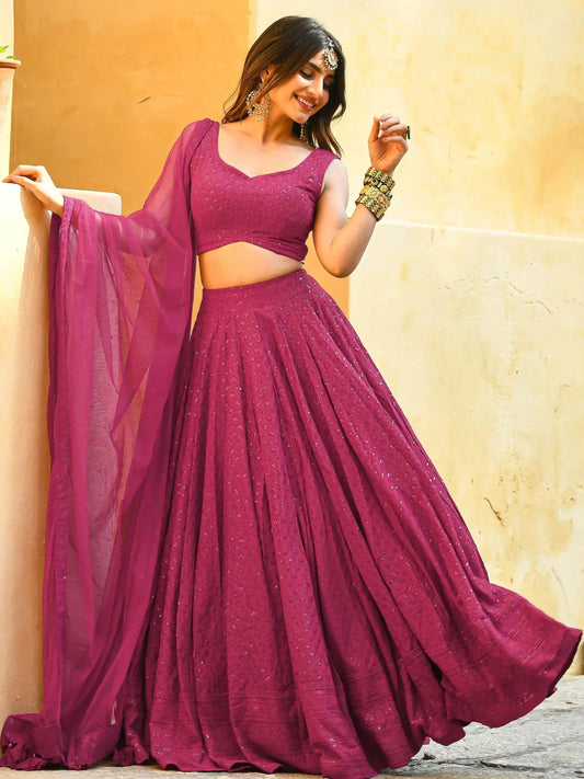 Tulsi Art Marvelous Pink Sequins Event Wear Lehenga Choli With Net Dupatta