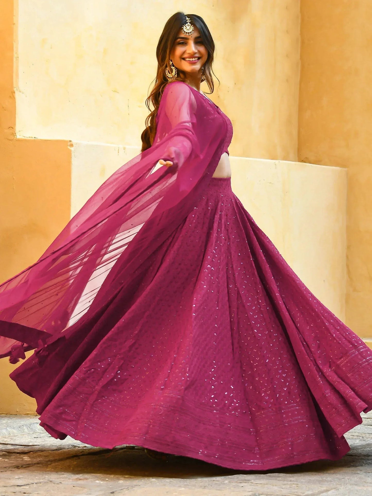 Tulsi Art Marvelous Pink Sequins Event Wear Lehenga Choli With Net Dupatta