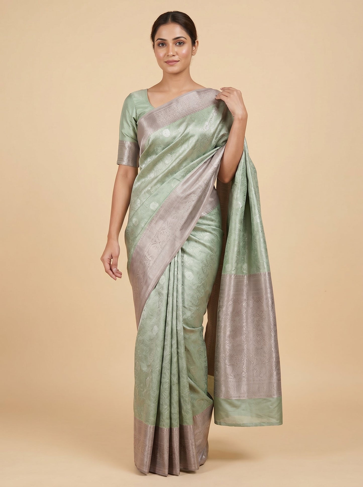 Mauve Silver Glow Handloom Saree