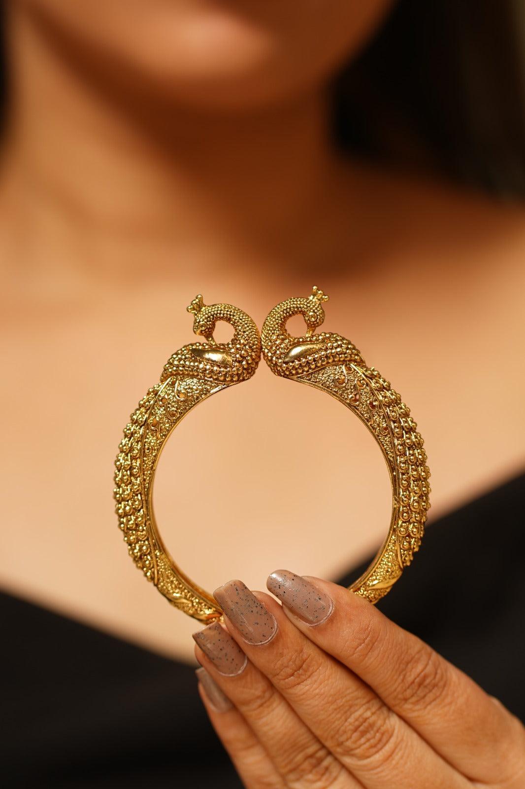 Mayurika Peacock Gold Openable Kada | Sone Pe Suhaga Collection