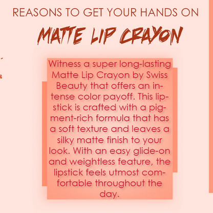 Ronzille Long Stay Matte Lip Crayon - Soft Peach