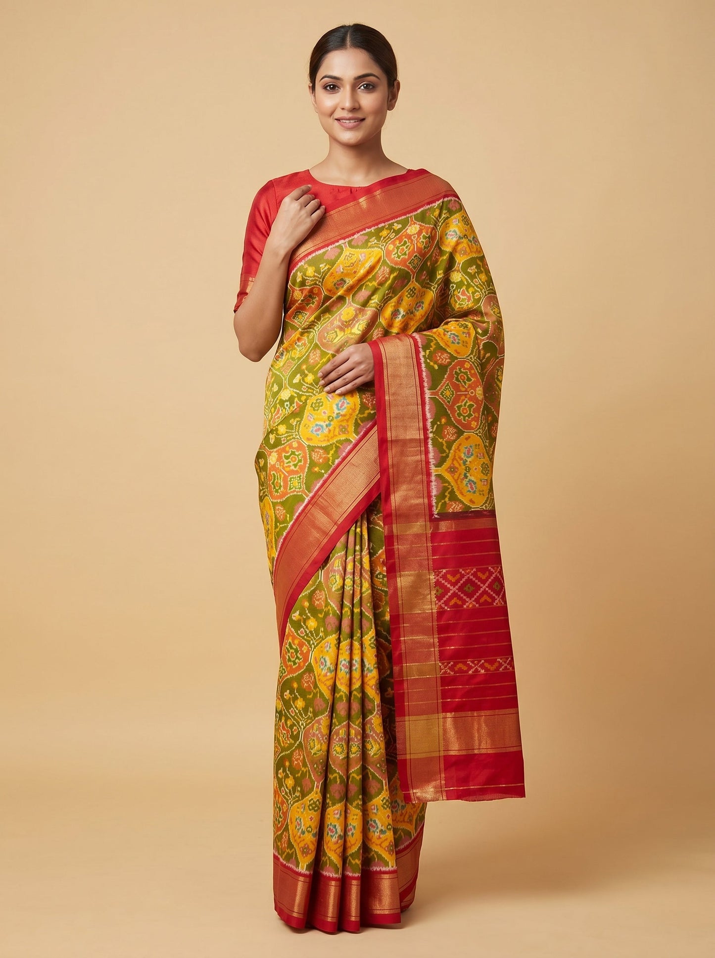 Mehendi Deep Tone Handloom Saree