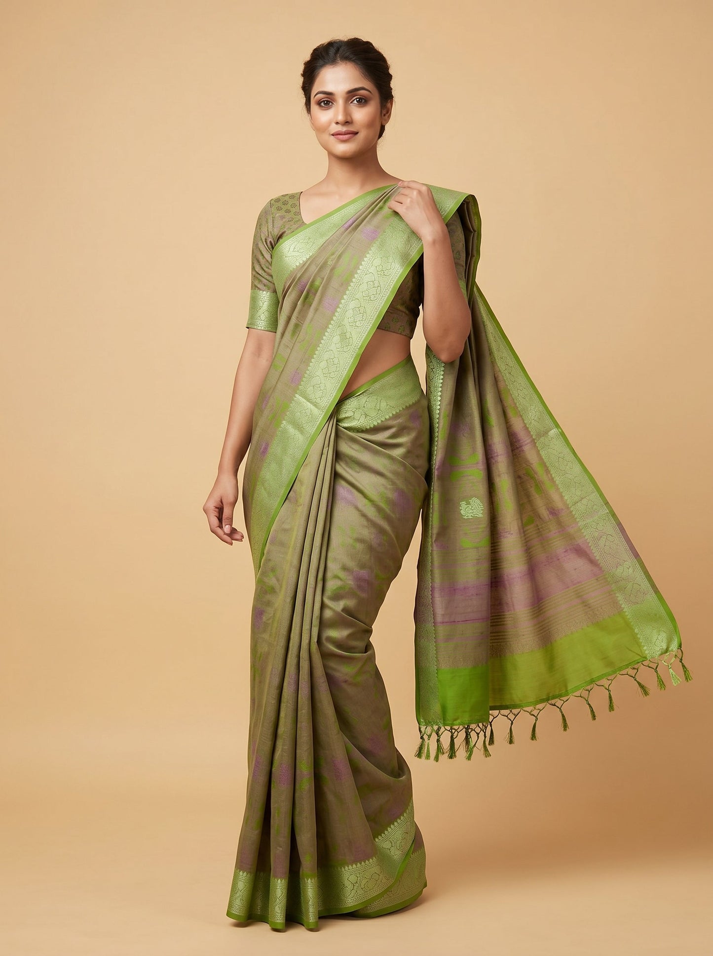 Mehendi Earthy Grain Handloom Saree