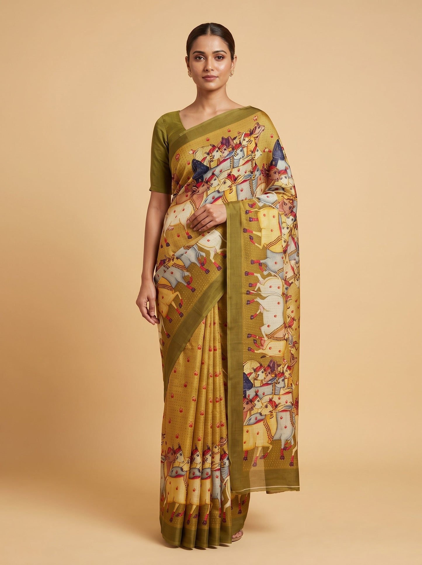 Mehendi Earthy Hue Handloom Saree