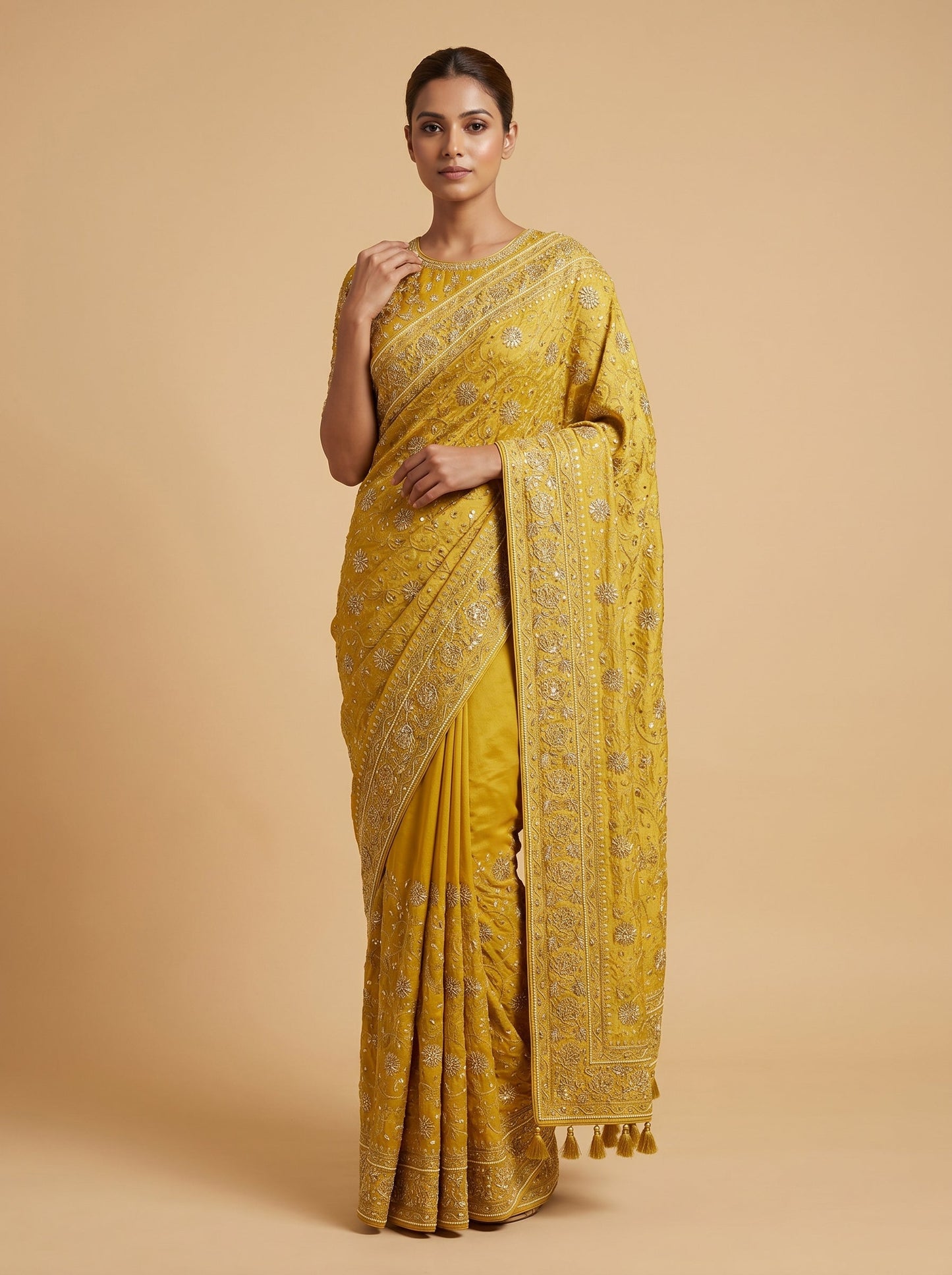 Mehendi Green Earth Bloom Embroidered Saree