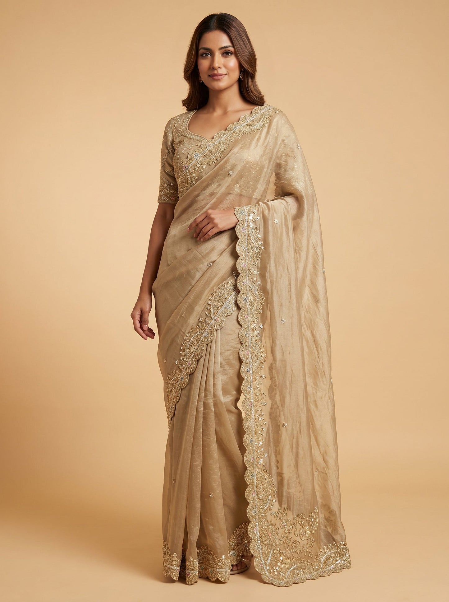 Mehendi Green Earthy Charm Embroidered Saree
