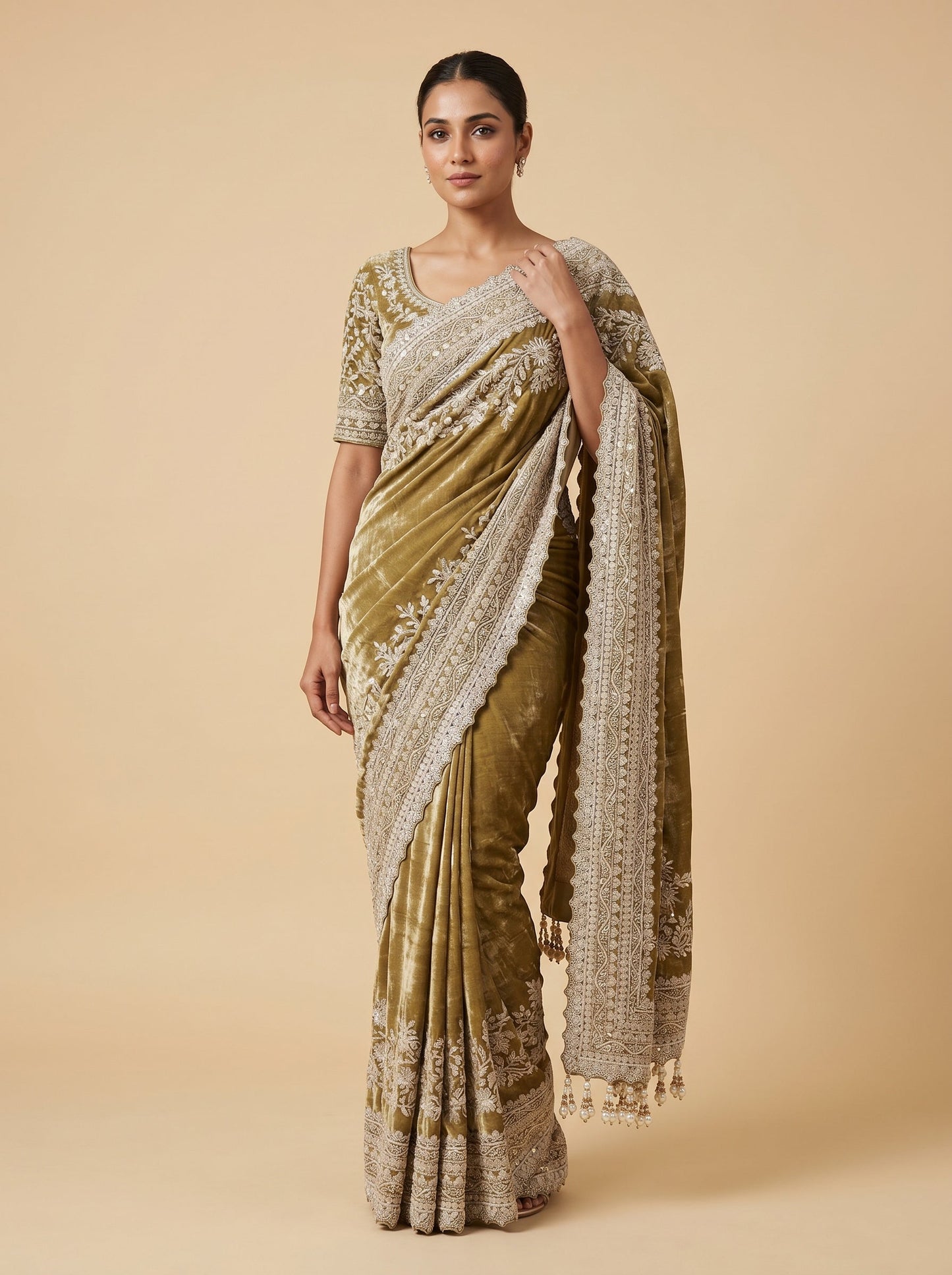 Mehendi Organic Embroidered Saree